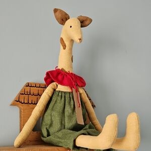 Adorable Tan and Green Stuffed Giraffe Toy Handmade By Etsy Shop